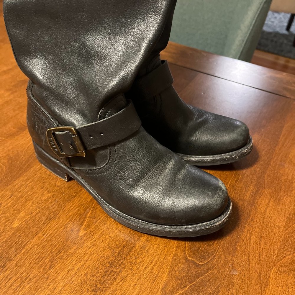 Frye biker rockabilly tall boots black 8.5M - Picture 2 of 11